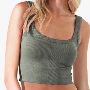 Olive Green Seamless Ribbed Top | nikibiki